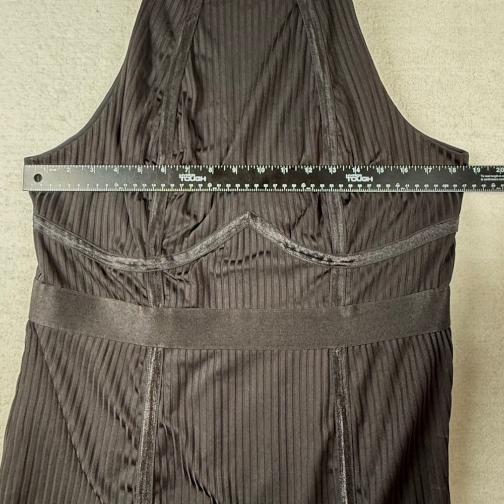 Torrid Womens Dress 2x Black Ribbed Halter Bodycon Mini Velvet Trim LBD Edgy - Picture 5 of 11